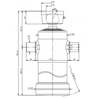 Teleskopski cilinder 3 stopnje 11 ton 785 mm s kroglo 4032S